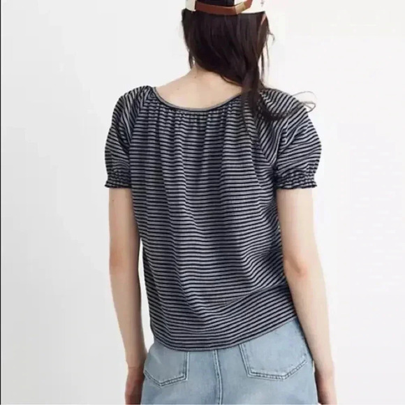 Madewell Texture & Thread Short Sleeve Peasant Blouse Top - Picture 2 of 7